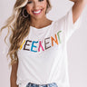 It's The Weekend Boyfriend Tee In White Image - 1