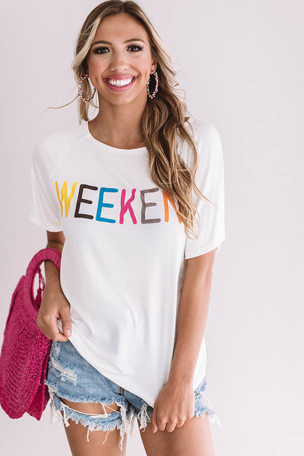 It's The Weekend Boyfriend Tee In White Image - 3