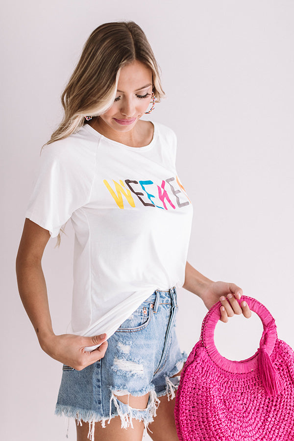 It's The Weekend Boyfriend Tee In White Image - 4