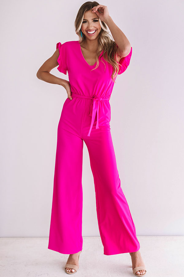 Late Nights Out Jumpsuit In Hot Pink • Impressions Online Boutique
