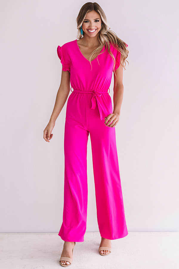 Late Nights Out Jumpsuit In Hot Pink • Impressions Online Boutique