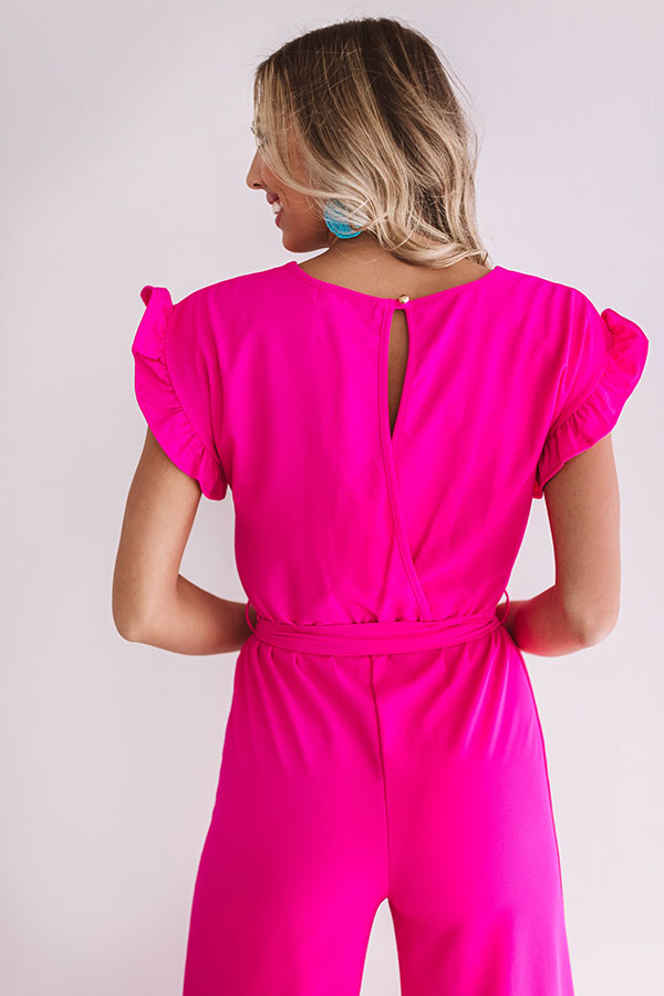 Berry Zip Front Belted Jumpsuit | SHEIN USA