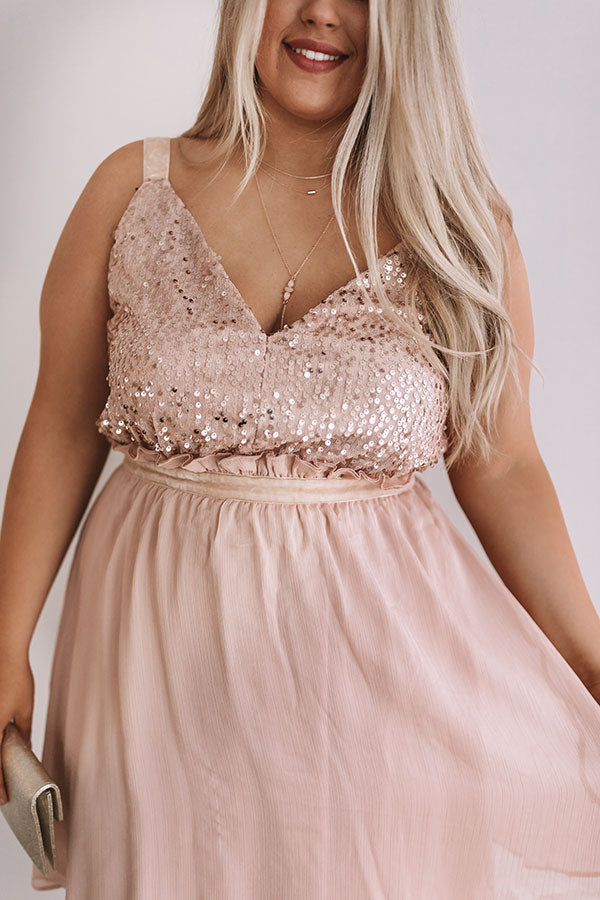 Love and Limos Sequin Dress in Blush Curves Image - 3