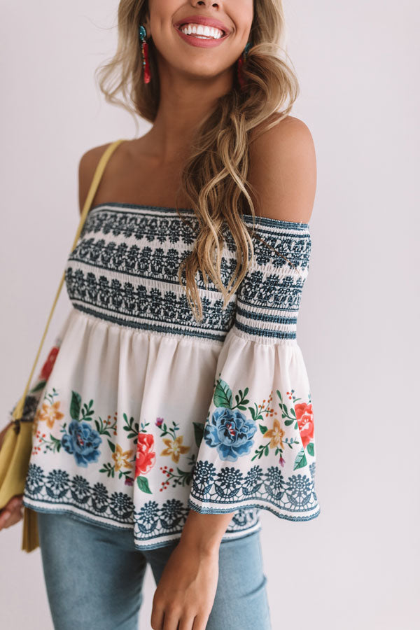 Two For The Show Smocked Top in Cream Image - 3