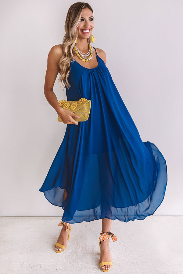 Sunset Mimosas Midi In Royal Blue • Impressions Online Boutique