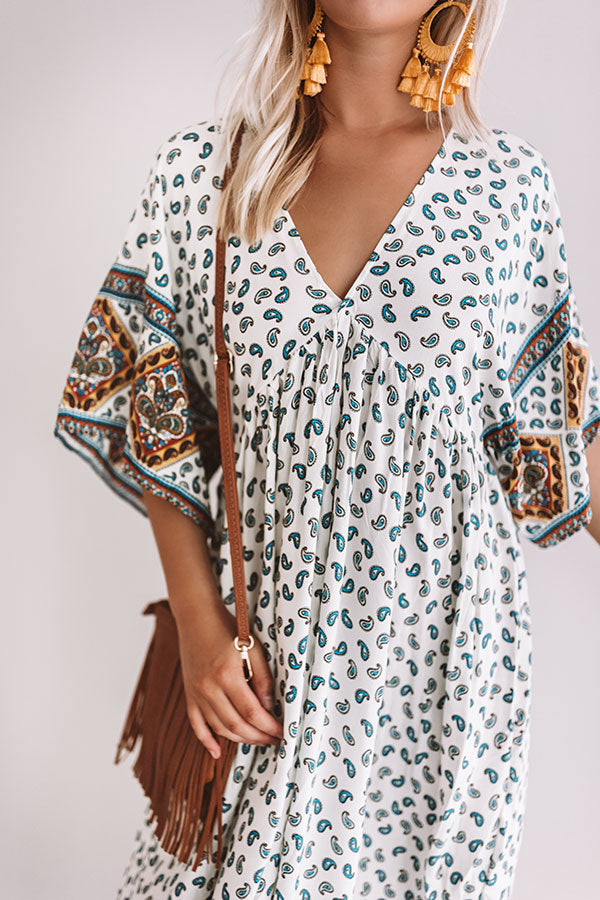 Silver Lining Paisley Midi Dress in White Image - 3