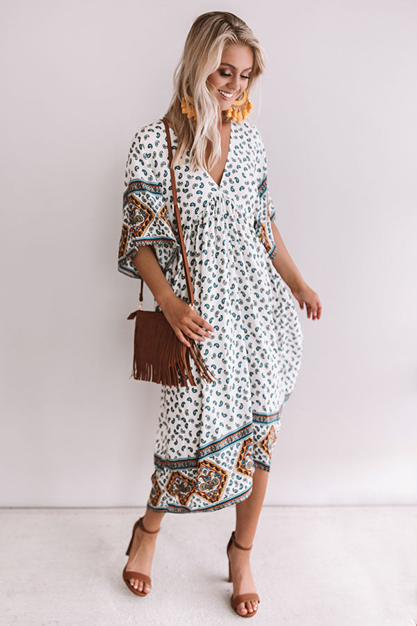 Silver Lining Paisley Midi Dress in White Image - 2