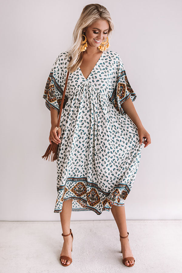 Silver Lining Paisley Midi Dress in White Image - 1