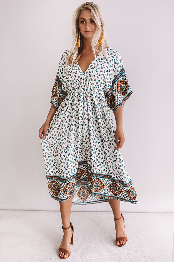 Silver Lining Paisley Midi Dress in White Image - 4