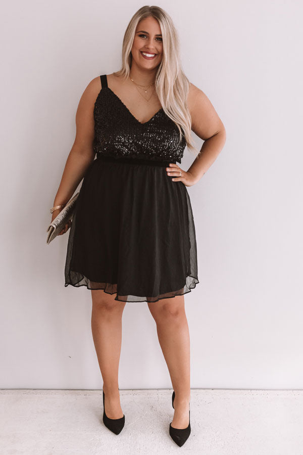 Love and Limos Sequin Dress in Black Curves