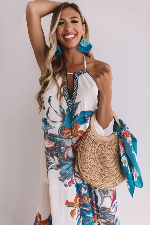 Mimosas and Magnolias Halter Maxi in Ivory Image - 3