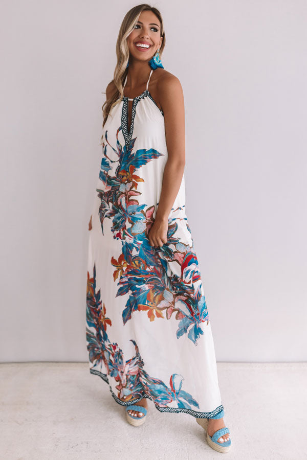 Mimosas and Magnolias Halter Maxi in Ivory Image - 5