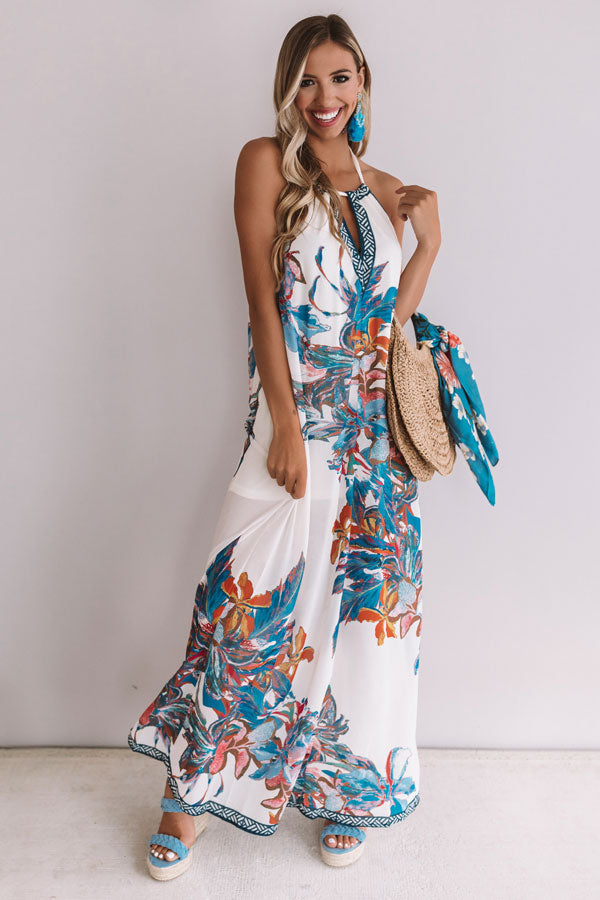 Mimosas and Magnolias Halter Maxi in Ivory Image - 2