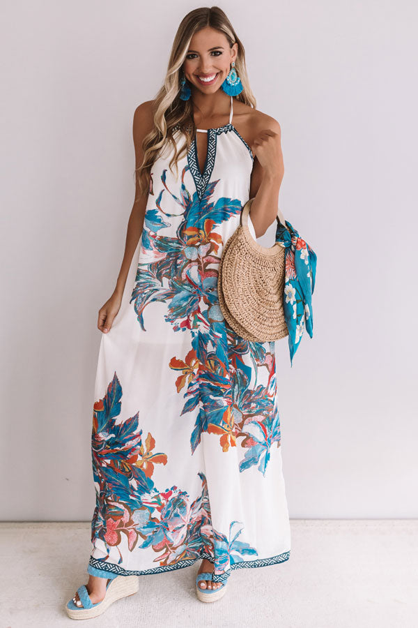 Mimosas and Magnolias Halter Maxi in Ivory Image - 1