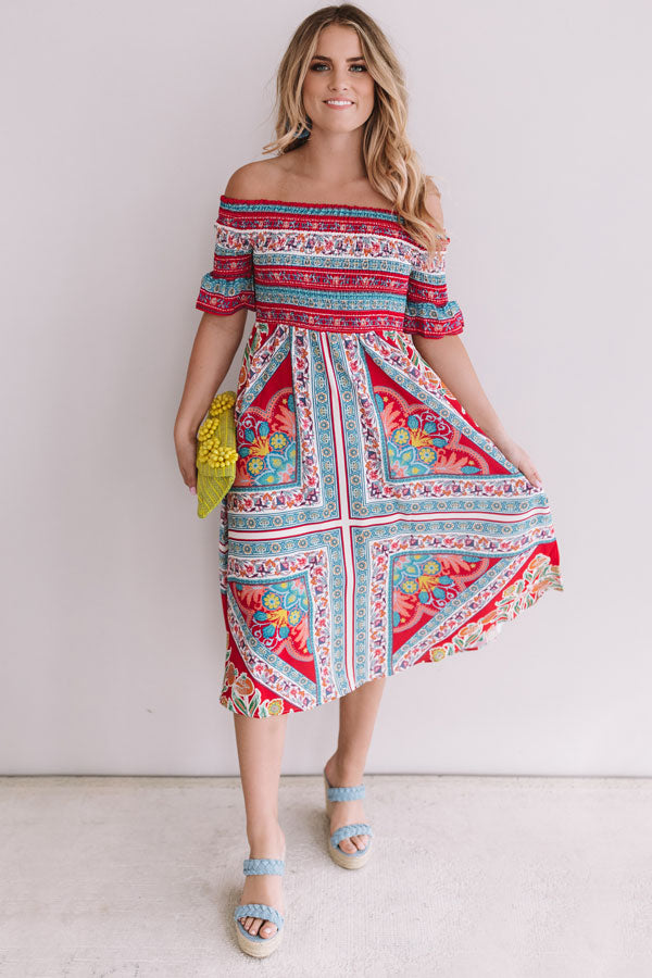 Venice Vacay Smocked Midi in Raspberry Image - 1