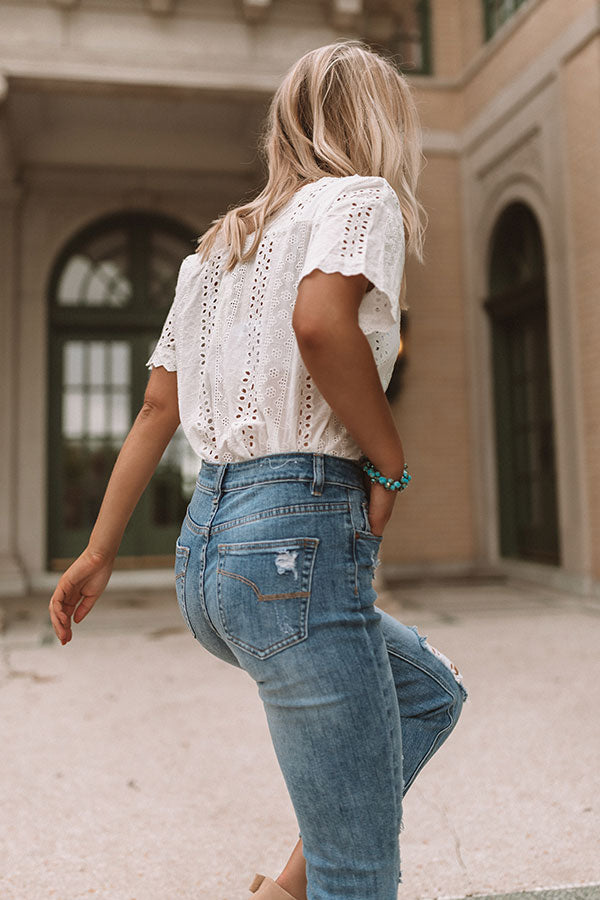 Petite High Waist Distressed Mom Jeans