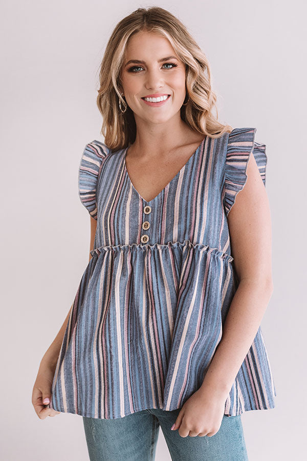 Sunrise Beach Walk Stripe Babydoll Top in Lavender Image - 3