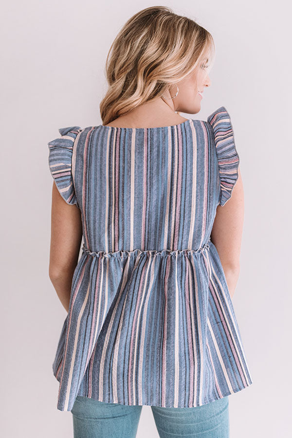 Sunrise Beach Walk Stripe Babydoll Top in Lavender Image - 5