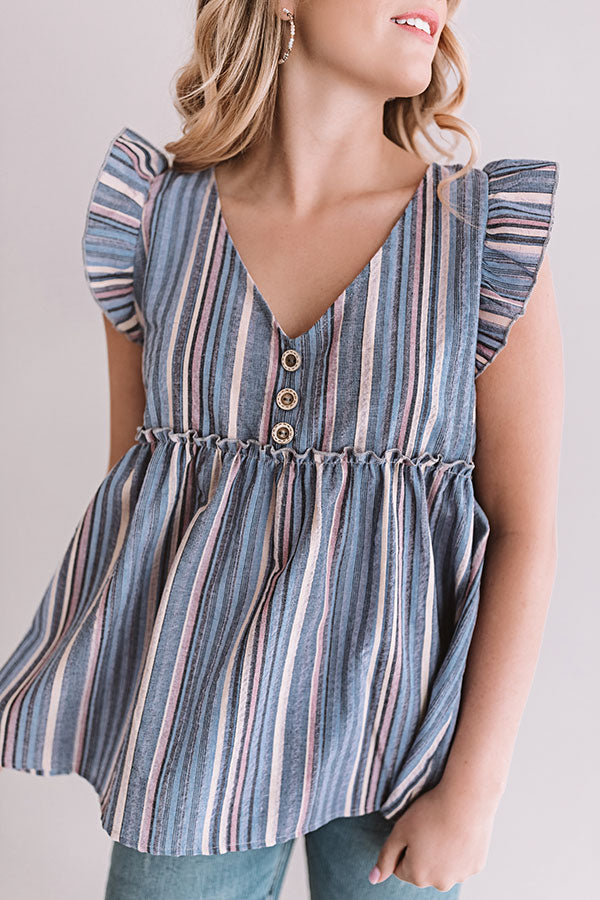 Sunrise Beach Walk Stripe Babydoll Top in Lavender Image - 4