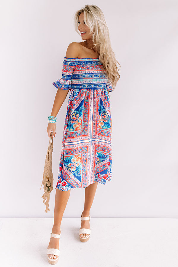 Venice Vacay Smocked Midi in Royal Blue Image - 3