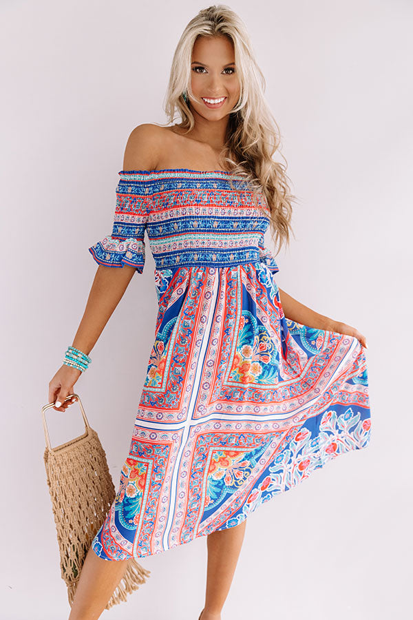 Venice Vacay Smocked Midi in Royal Blue Image - 1