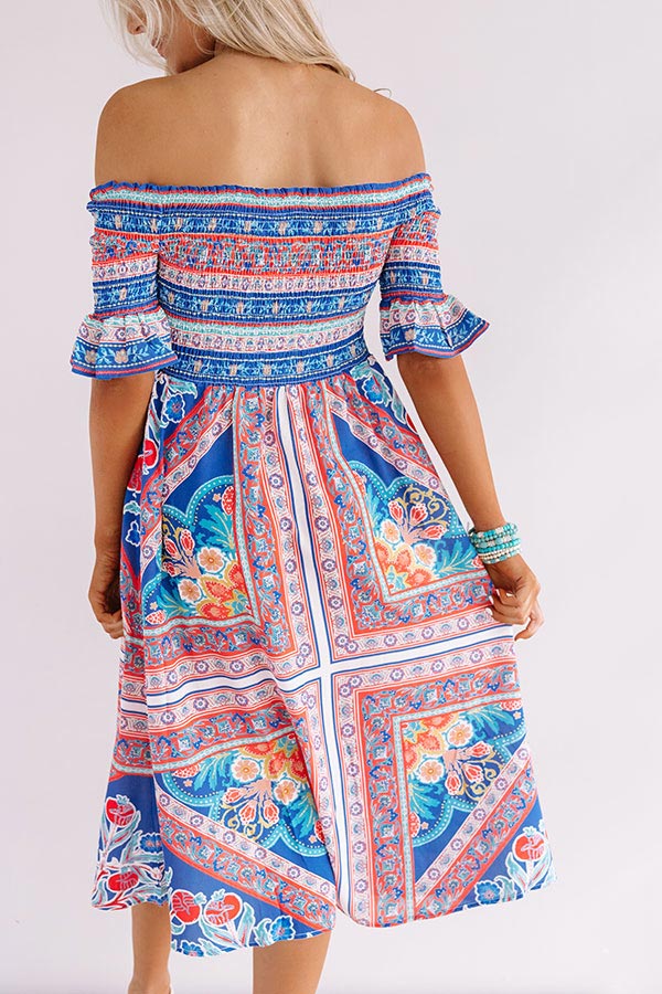 Venice Vacay Smocked Midi in Royal Blue Image - 4