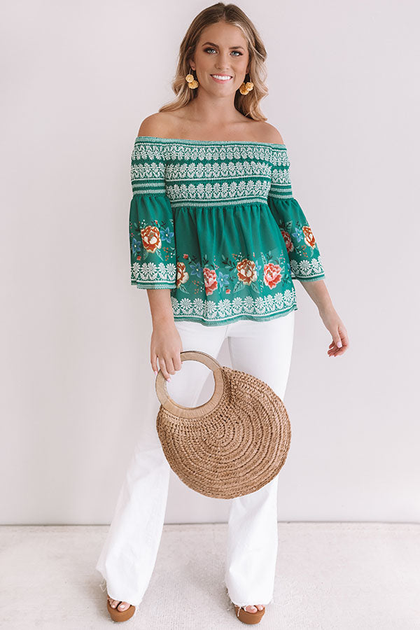 Two For The Show Smocked Top in Green Image - 1