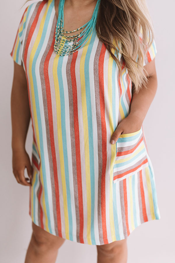 Sunshine Sippin' Stripe Dress In Turquoise  Curves Image - 2