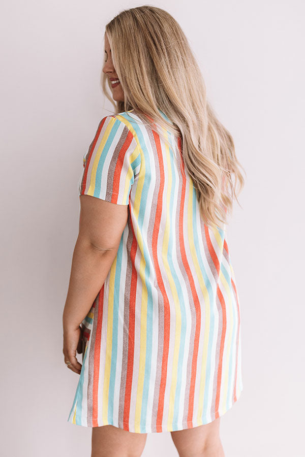 Sunshine Sippin' Stripe Dress In Turquoise  Curves Image - 3