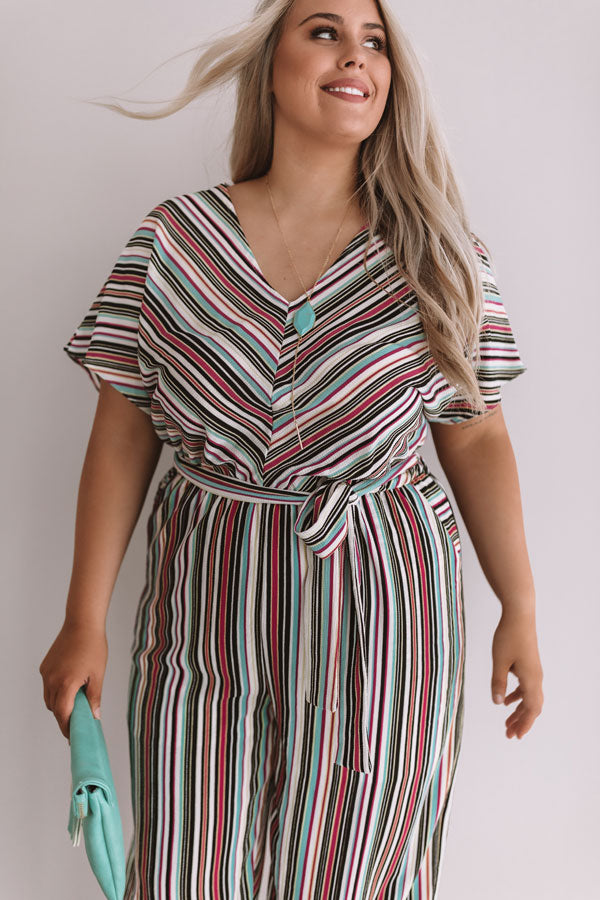 Making It In Manhattan Stripe Jumpsuit  Curves Image - 2