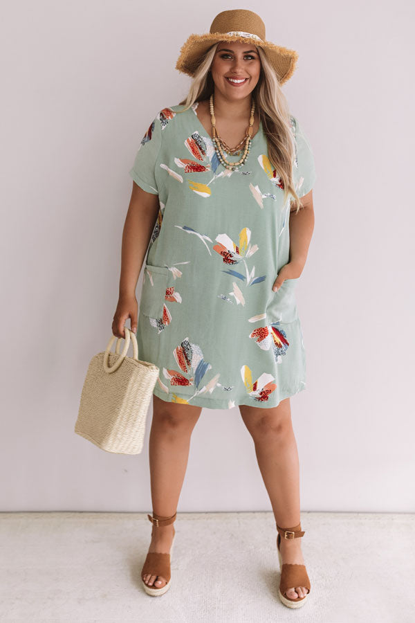 Pier Party Floral Shift Dress In Mint  Curves Image - 1