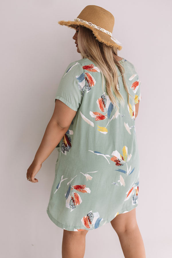 Pier Party Floral Shift Dress In Mint  Curves Image - 3
