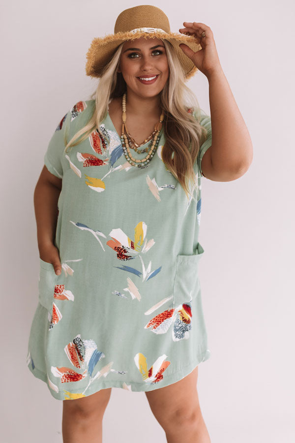 Pier Party Floral Shift Dress In Mint  Curves Image - 2