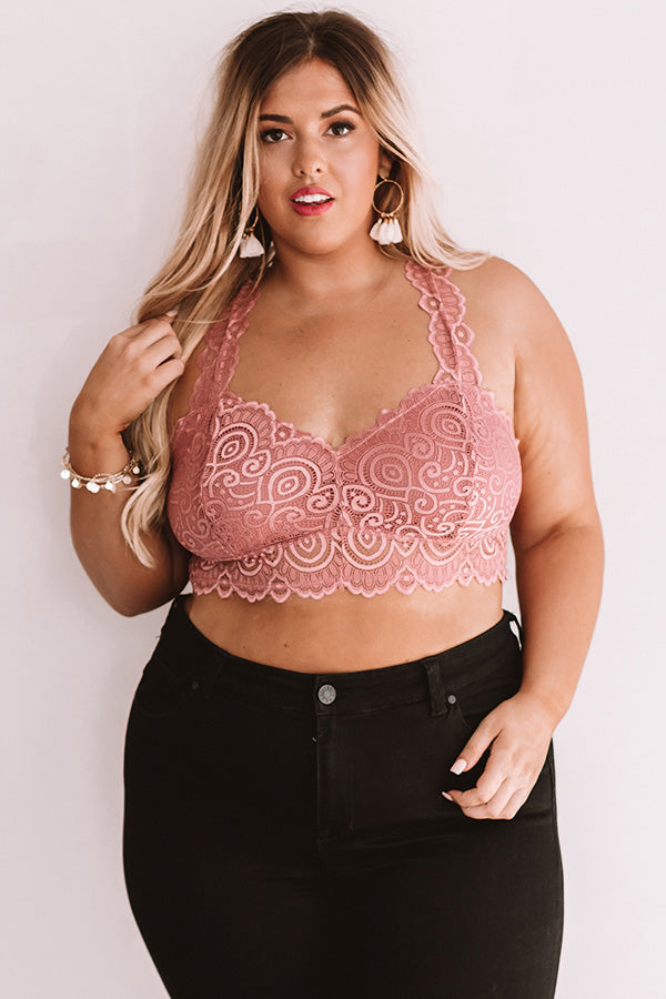 Be Loved Lace Racerback Bralette in Blush Curves Image - 1