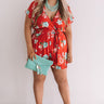Floral Feelin' Romper In Red Curves Image - 1