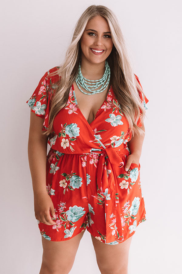 Floral Feelin' Romper In Red Curves Image - 2