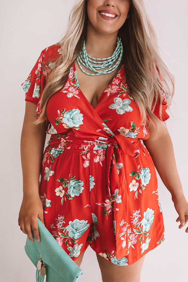 Floral Feelin' Romper In Red Curves Image - 3