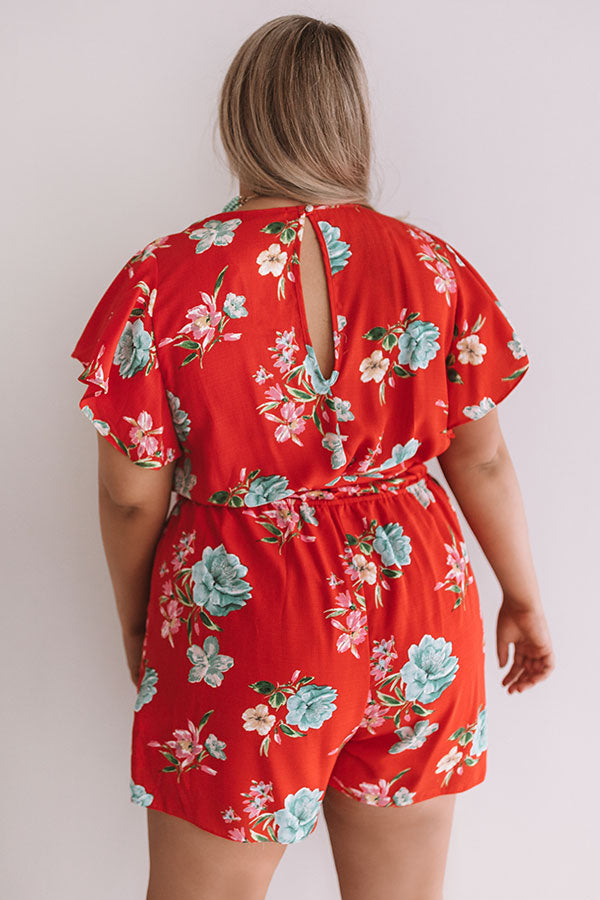 Floral Feelin' Romper In Red Curves Image - 4