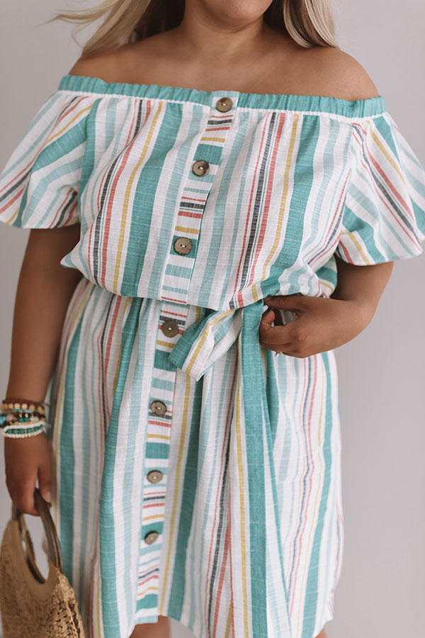 Sunny State Of Mind Stripe Dress In Aqua Curves Image - 2