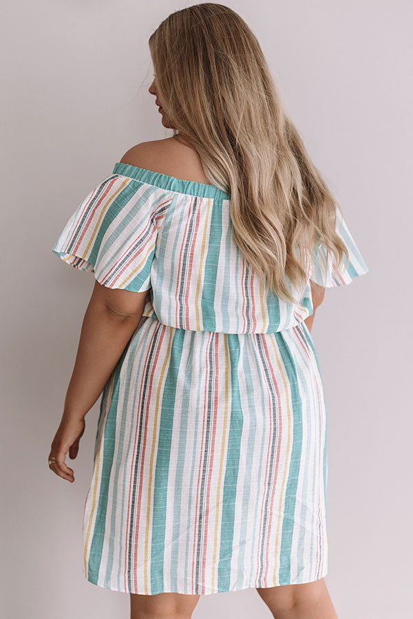 Sunny State Of Mind Stripe Dress In Aqua Curves Image - 4