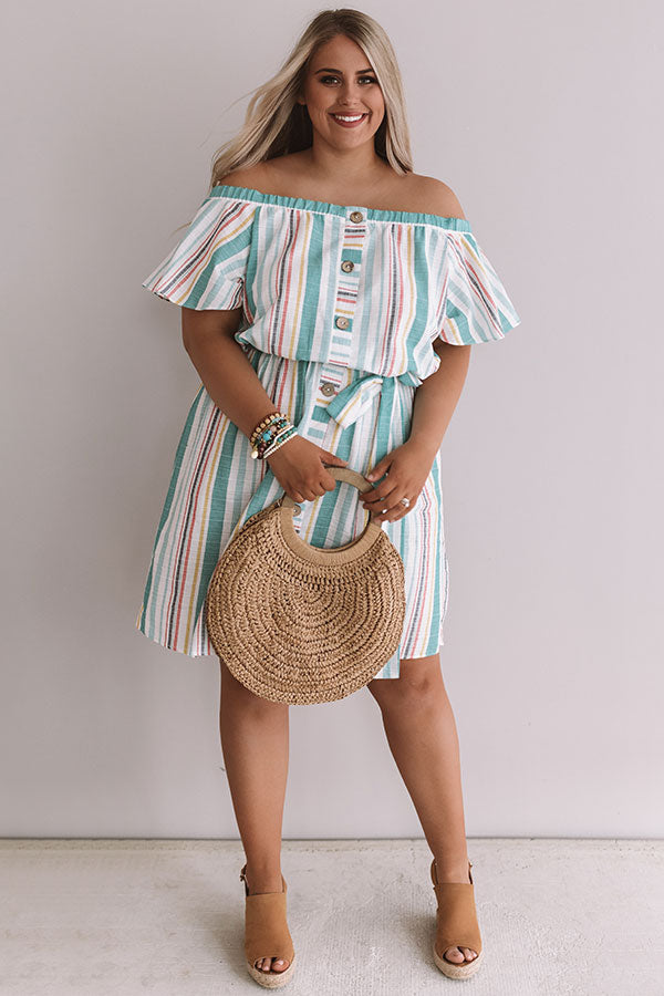 Sunny State Of Mind Stripe Dress In Aqua Curves Image - 1