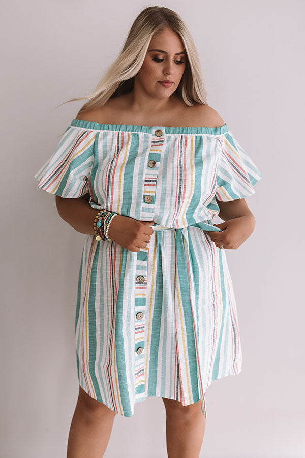 Sunny State Of Mind Stripe Dress In Aqua Curves Image - 3