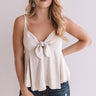 Flirty And Free Front Tie Tank In Stone Image - 1