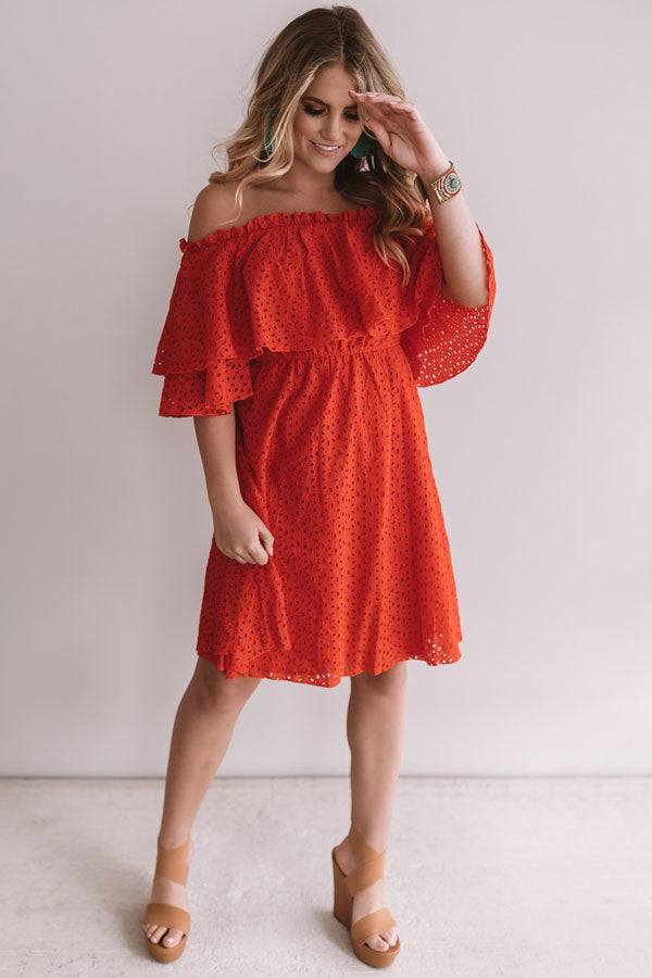Travel To Tulum Eyelet Dress In Scarlet Image - 1