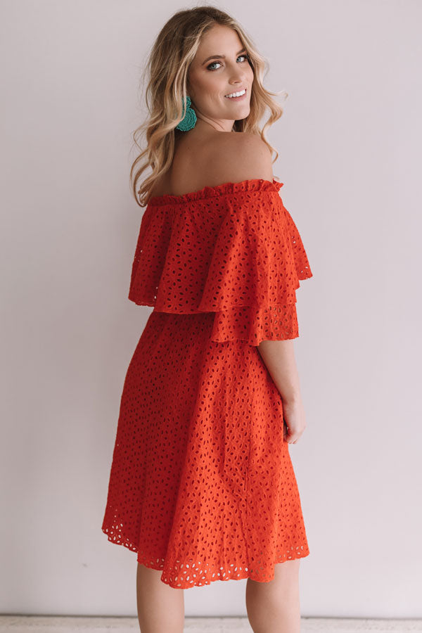 Travel To Tulum Eyelet Dress In Scarlet Image - 4