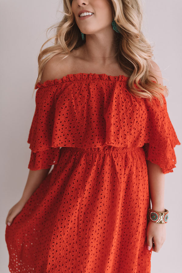 Travel To Tulum Eyelet Dress In Scarlet Image - 2
