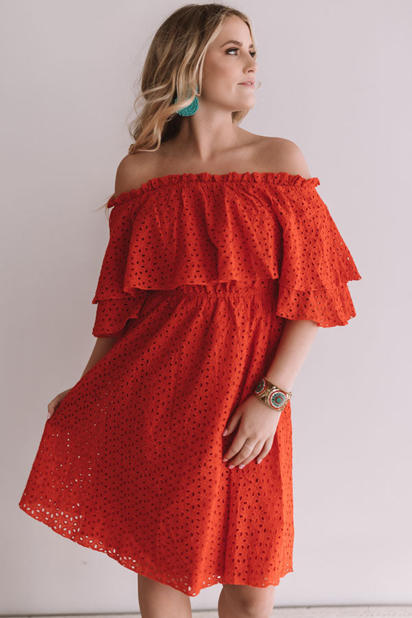 Travel To Tulum Eyelet Dress In Scarlet Image - 3