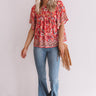 Sunny Days In Santorini Floral Top in Coral Image - 1
