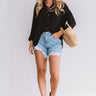 Chic Vibes Button Up Top In Black Image - 1