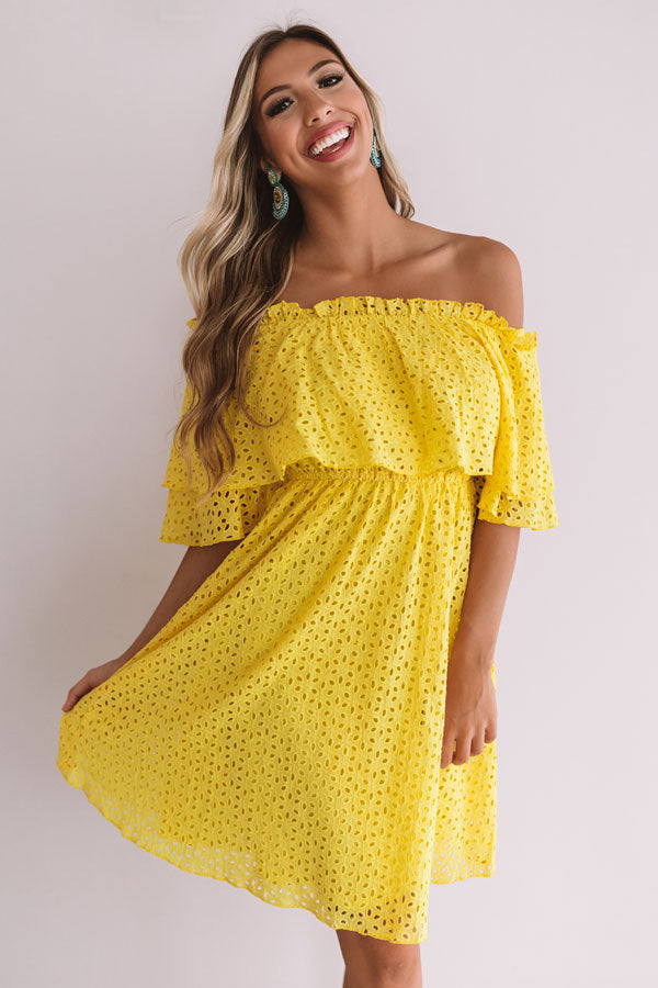 Travel To Tulum Eyelet Dress In Yellow Image - 2